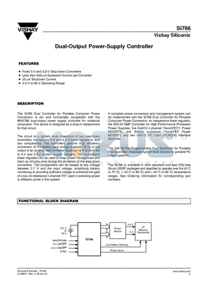 SI786LSG-T1 datasheet - Dual-Output Power-Supply Controller