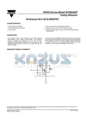 SI7894ADP datasheet - N-Channel 30-V (D-S) MOSFET
