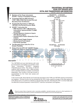 SNJ54ABT8646JT datasheet - SCAN TEST DEVICES WITH OCTAL BUS TRANSCEIVERS AND RESISTERS