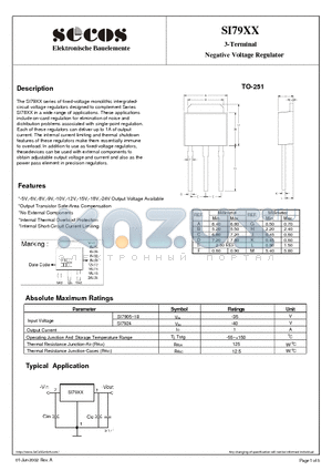 SI7915 datasheet - 3-Terminal Negative Voltage Regulator