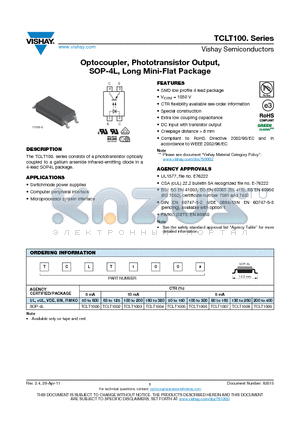 TCLT1005 datasheet - Optocoupler, Phototransistor Output, SOP-4L, Long Mini-Flat Package