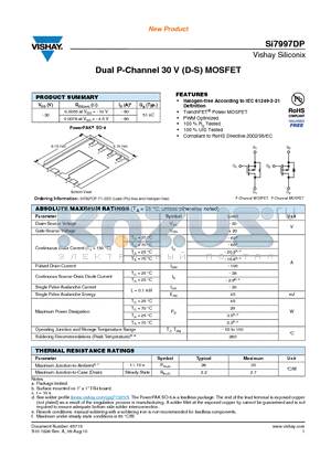 SI7997DP datasheet - Dual P-Channel 30 V (D-S) MOSFET