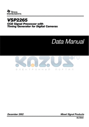 VSP2265 datasheet - CCD Signal Processor with Timing Generator for Digital Cameras