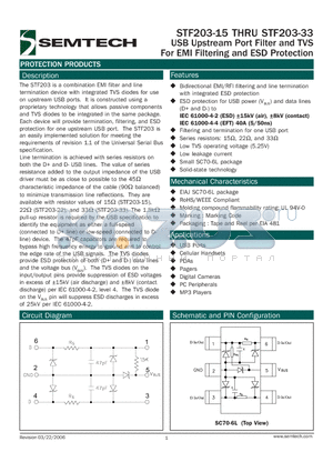 STF203-15.TC datasheet - USB Upstream Port Filter and TVS