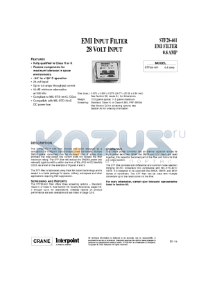 STF28-461 datasheet - EMI INPUT FILTER 28 VOLT INPUT