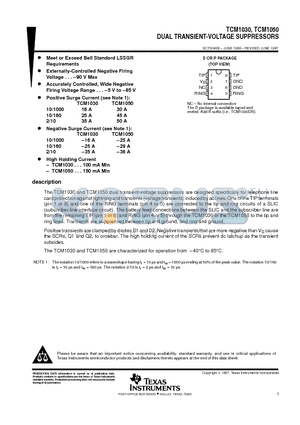 TCM1050P datasheet - DUAL TRANSIENT-VOLTAGE SUPPRESSORS