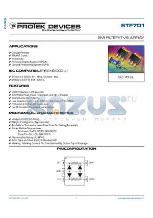 STF701 datasheet - EMI FILTER/TVS ARRAY