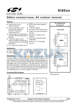 SI8501-B-GM datasheet - UNIDIRECTIONAL AC CURRENT SENSORS