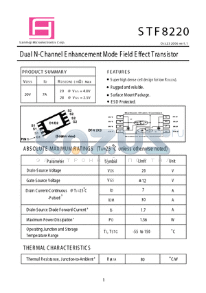 STF8220 datasheet - Dual N-Channel E nhancement Mode F ield E ffect Transistor