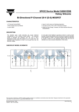 SI8901EDB_06 datasheet - Bi-Directional P-Channel 20-V (D-S) MOSFET