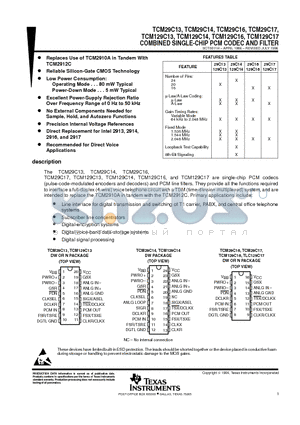 TCM29C13N datasheet - COMBINED SINGLE-CHIP PCM CODEC AND FILTER