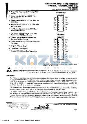 TCM3105DWE datasheet - FSK MODEM