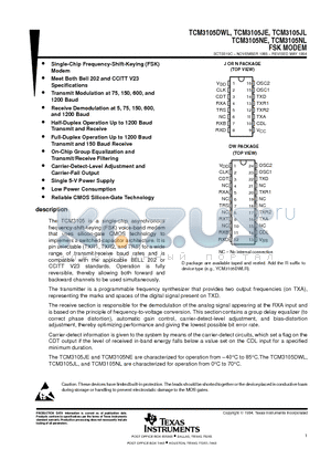 TCM3105NL datasheet - FSK MODEM