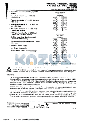 TCM3105NE datasheet - FSK MODEM