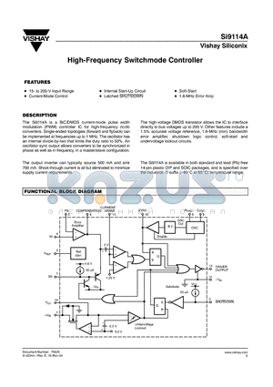 SI9114A datasheet - High-Frequency Switchmode Controller