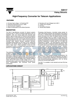 SI9117 datasheet - High-Frequency Converter for Telecom Applications