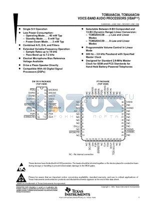 TCM320AC38 datasheet - VOICE-BAND AUDIO PROCESSORS (VBAPE)