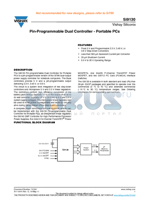 SI9130LG-T1 datasheet - Pin-Programmable Dual Controller - Portable PCs