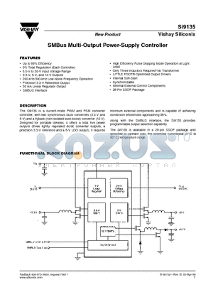 SI9135LG datasheet - SMBus Multi-Output Power-Supply Controller