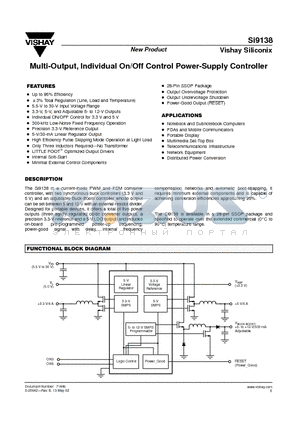 SI9138 datasheet - Multi-Output, Individual On/Off Control Power-Supply Controller