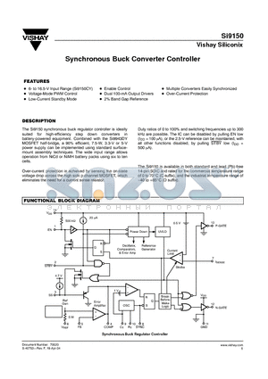 SI9150DY-T1-E3 datasheet - Synchronous Buck Converter Controller
