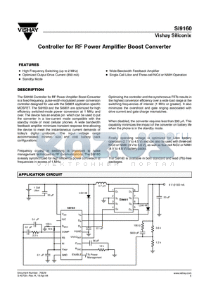 SI9160BQ-T1 datasheet - Controller for RF Power Amplifier Boost Converter