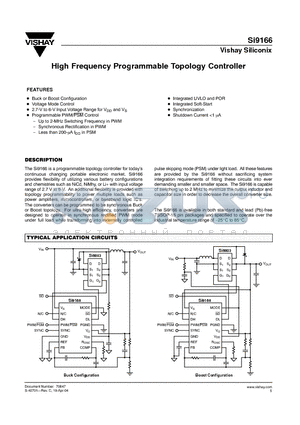 SI9166DB datasheet - High Frequency Programmable Topology Controller