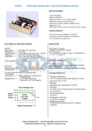 TPS100-35 datasheet - SWITCHING MODE 90W U CHANNEL POWER SUPPLIES