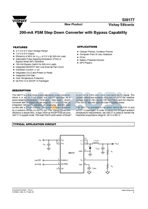 SI9177 datasheet - 200-mA PSM Step Down Converter with Bypass Capability