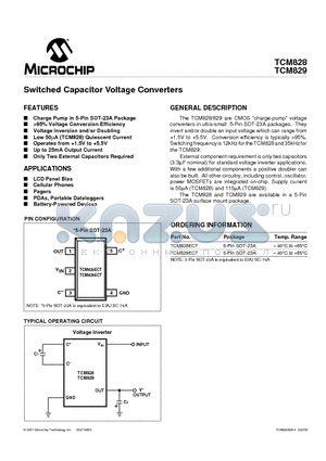TCM828 datasheet - Switched Capacitor Voltage Converters