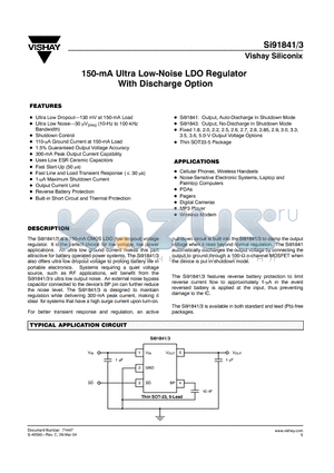 SI91841DT-20-T1 datasheet - 150-mA Ultra Low-Noise LDO Regulator With Discharge Option