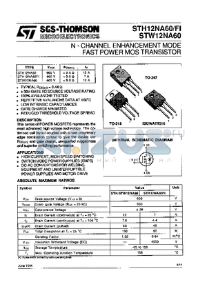 STH12N60 datasheet - N-Channel enhancement mode fast power mos transistor