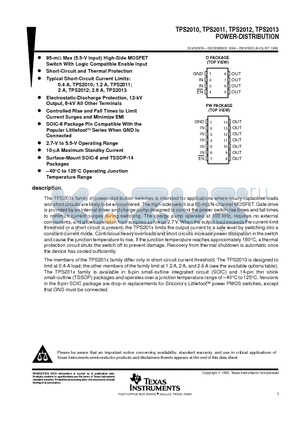 TPS2011D datasheet - POWER-DISTRIBUTION