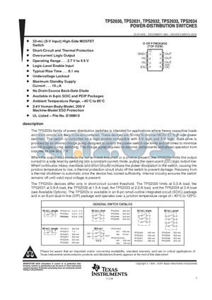 TPS2031P datasheet - POWER-DISTRIBUTION SWITCHES