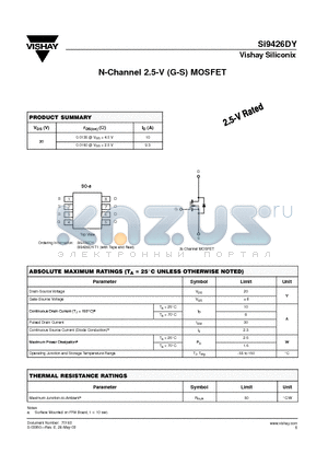 SI9426DY datasheet - N-Channel 2.5-V (G-S) MOSFET