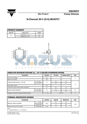 SI9436DY datasheet - N-Channel 30-V (D-S) MOSFET
