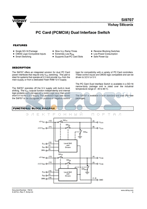 SI9707 datasheet - PC Card (PCMCIA) Dual Interface Switch