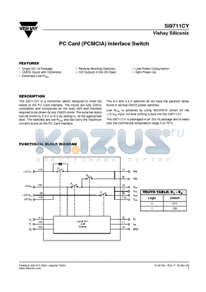 SI9711CY datasheet - PC Card (PCMCIA) Interface Switch