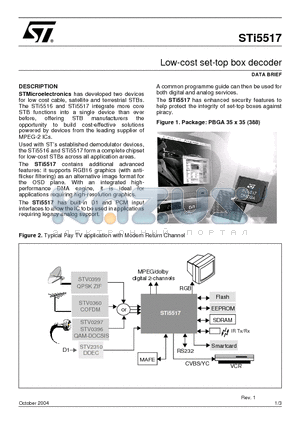 STI5517AUA datasheet - Low-cost set-top box decoder