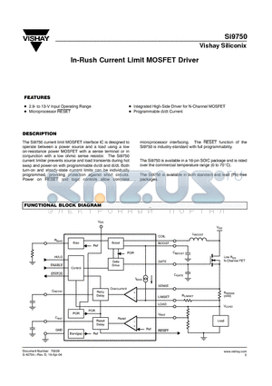 SI9750CY datasheet - In-Rush Current Limit MOSFET Driver