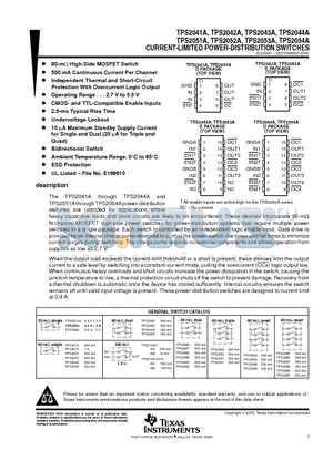 TPS2042ADG4 datasheet - CURRENT-LIMITED POWER-DISTRIBUTION SWITCHES