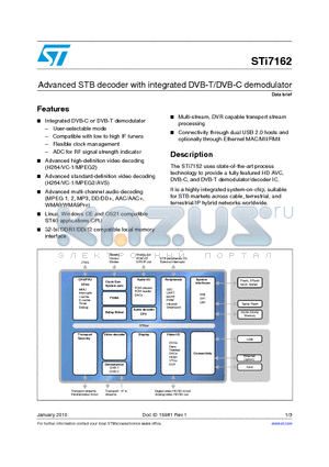 STI7162 datasheet - Advanced STB decoder with integrated DVB-T/DVB-C demodulator