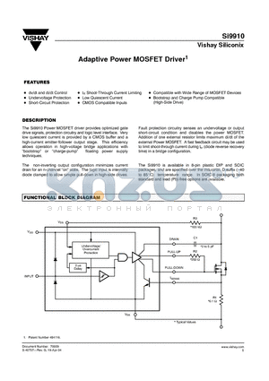 SI9910DY-T1 datasheet - Adaptive Power MOSFET Driver1