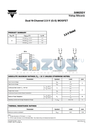 SI9925DY-T1 datasheet - Dual N-Channel 2.5-V (G-S) MOSFET