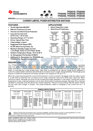 TPS2042BDRBR datasheet - CURRENT-LIMITED, POWER-DISTRIBUTION SWITCHES