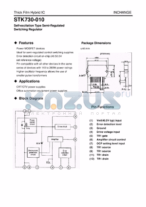 STJ730-090 datasheet - Self-excitation Type Semi-Regulated Switching Regulator