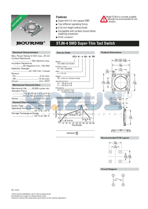 STJN-405-PTR datasheet - SMD Super-Thin Tact Switch