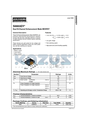 SI9955DY datasheet - Dual N-Channel Enhancement Mode MOSFET