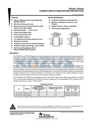 TPS2045 datasheet - CURRENT-LIMITED POWER-DISTRIBUTION SWITCHES