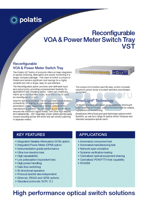 VST-20XCC-FA1-MS datasheet - Reconfigurable VOA & Power Meter Switch Tray VST